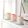 Mugs Creative Tulip Modeling Ceramic Mug Round Ears Handle Coffee Cup Water Petty Bourgeoisie Couple Tea And Saucer Set