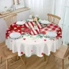 Table Cloth Valentine'S Day Love Eucalyptus Tree Rose Waterproof Tablecloth Decoration Wedding Home Kitchen Dining Room Round