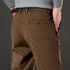 2023 Herfst Corduroy Broek Pasvorm Recht Klassiek Zakelijk Casual Hoge Taille Heren Flanel Middelzwaar Vader Gestreepte Broek 240122