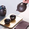 Portable Travel Kung Fu Tea Set Purple Clay Teapot Teaset Tea Cup Tea Pot Travel Bag Tea Caddy 240124