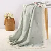 Filtar bomullsmusslin swaddle för född baby tassel tryck filt wrap spädbarn barn barnvagn sovtäcke mjukt säng täckning