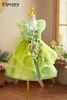 Stage Wear Traje Infantil Pettiskirt Desempenho Meninas Verde Mori Estilo Princesa Vestido Vestido