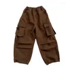 Trousers Boys Cargo Pants Autumn Three-dimensional Bag Drawstring Casual Kids Sport Children Clothes 1-11Year