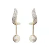 Boucles d'oreilles pendantes en cristal avec pampilles, tendance, bijoux de mariage, longues perles classiques