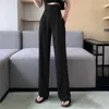 Women's Pants Purple Straight Leg Trousers For Woman Long High Waist Wide Sexy Work Solid Tailoring Classic 90s Clothing Z240