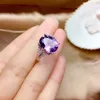 Cluster Rings Natural Purple Amethyst Quartz Adjustable Ring 925 Silver Woman Oval Clear Bead 12x10mm Cut Faceted Wealthy Stone