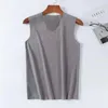 Homens Tank Tops Homens Roupa Interior Térmica Fleece Forrado Top Sem Costura Elasticidade Colete Sólido Com Lã Camada Base Quente Undershirt