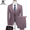 Men's Suits ( Blazer Vest Pants ) High-end Brand Formal Business Checked Suit 3-piece Set Groom Wedding Dress Party Host