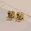 Designer Stud Earrings Van Clover Earring Cleef Four Leaf Clover Earrings Flowers Jewelrys 5A Quality Vintage Van 4four Leaf Clover Stud Green Earrings Motherofpea