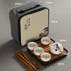 Presente de chá chinês conjunto de chá de viagem kung fu conjunto de chá portátil bule de porcelana conjunto de chá gaiwan xícaras de chá cerimônia ferramenta de chá 240124