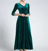 Frauen Kleidung Plus Größe Langes Kleid Samt Herbst VAusschnitt Abend Brautjungfer Party Prom Abayas Muslimischen Kaftan Afrikanische Maxi 240202