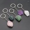 Keychains Natural Stone Oregelbundna Amethyst Key Chain Lapis Lazuli Chakra Reiki Healing Crystal Pendant Ring Bag Accessories