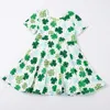 Girl Dresses Girlymax Spring St. Patrick's Day Baby Girls Kids Clothing Milk Silk Clover Shape Shamrock Twirl Dress Knee Length