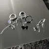 Hoop Earrings Asymmetric Love Heart Cherry Dangle Set Silver Color Elegant Of 2024 Trend Girls Earring For Women Jewelry