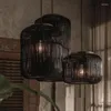 Lampes suspendues style Wabi-sabi lumières lustres rétro chinois salle à manger salon restaurant décor chez l'habitant rotin suspendu
