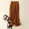 Spodnie damskie Naizaga 100 kaszmirowy stały beżowy brązowy karmelowy kolor wysokiej talii szeroka noga luźna luźna prosta ksn113