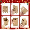 Gift Wrap 10PCS Christmas House Shape Candy Boxes 2024 Year Packaging Paper Box Bag For Xmas Tree Hanging Home Decoration Navidad