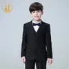 Spring Autumn Formal Black Suits For Weddings Set Children Party Host Costume Kids Blazer Vest Pants 3pcs Wholesale Clothing 240122