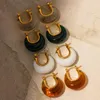 Hoop Earrings Uworld Geometric Retro U-Shape Earring Eco-friendly Resin Material Colorful Waterproof Hypoallergenic For Women