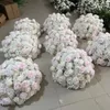 Nej stativet) 60 cm diameter bröllop blommor rad rosa lila dekoration bordslöpare blommig rad arrangemang konstgjord blomma boll