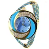 Armbanduhren Damen Quarzuhr CUSSI Strass Retro Armbanduhr Weibliche Frauen Mode Vintage Styling Band Dünne Band Uhr