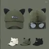 Casquettes de balle Designer Marque Hip Hop Aviator Lunettes Casquette de baseball Femme Oreilles de chat mignon Grande circonférence de la tête vers l'arrière portant un chapeau de canard hommes