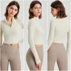 Aktiva skjortor Kvinnor Yoga Top Half Zipper Fitness Shirt Lång ärm Sportrock med Thumbhole Autumn Winer Gym Workout Sweatshirt kläder