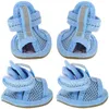 Vêtements de chien 4pcs sandales chaussures d'été maille respirante pour fournitures de chiot (bleu 3 5x4 5cm)