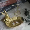 Niedliche goldene Hasen-Figur, Schmuck-Ring-Tablett, dekorative Osterhasen-Statue, Kunstharz, Tierskulptur, Heim-Tisch, Schreibtisch-Ornament 240123