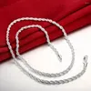 Chaînes SHSTONE 925 Sterling Silver 4mm 16/18/20/22/24 pouces Twist Chain Collier pour femmes hommes fête de mariage mode charme bijoux cadeau