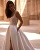 Milla Nova A Line Wedding Dress Rands Pearls Country Wedding Dresses Beading Backless Ruffle Vestidos de Novia Split Illusion Designer Bridal klänningar