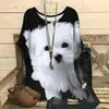 Dames T-shirts Lente en zomer Casual shirt 3D Leuke hond Print Losse korte mouw O-hals Mode Kleine frisse Harajuku Dames T-shirts