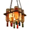 Pendelleuchten Vintage Retro Weinflasche Eisen LED-Licht LOFT hängen kreative Kronleuchter Bar Restaurant Cafe Küche Dekor Lampe