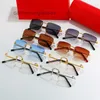 Designerskie okulary przeciwsłoneczne męskie głowica Lampart Composite Metalowa optyczna ramka klasyczna prostokąt Square Gold Sunshade Sunglass Carti F for Sun Mirror Computer