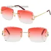 Designer solglasögon för kvinnor som säljer grossistkvinnor eller man c dekoration trådram rimlös UV400 snidade linsmän glasögon utomhus