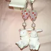 Boucles d'oreilles pendantes en forme de fraise, pendentifs de lapin faits à la main, ornements d'oreilles, cintres d'oreilles en fruits pour femmes