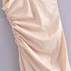 Casual Dresses Summer Sexy Bodycon Midi Dress Woman Party Satin Elegant Korean Ladies Backless Wedding Split Ruched