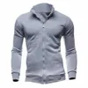 Chic hommes Zip Up manteau décontracté marque hommes col montant sweats pas de sweat à capuche fermeture éclair pour sweat à capuche homme sweat 240127