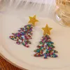 Baumelnde Ohrringe, Jahr, Weihnachtsbaum, Geschenk, modischer Produkttrend, bunte Party-Girl-Stern-Haken-Ohrringe.