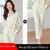 Pantalon de deux pièces pour femmes Costumes beiges Femmes Summer Tempérament Style Professionnel Casual Slim Blazer et ensembles Bureau Dames Vêtements de travail