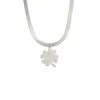 Dreamtimes Lucky Four Leaf Clover Halskette für Frauen Mode Schlangenkette Edelstahl Anhänger Halsketten Charm Choker Schmuck