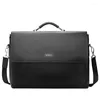 Bortkörningar PU LEATHER PROORCE FOR MEN DESIGNER DATOR ARBETE Business Tote Handbag Cross Shoulder Square A4 Laptops High Capacity Bag