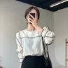 Casual O-neck Patchwork Women Blouses Shirts Full Sleeve Ruffles Female Blouses Shirts Spring Summer Tops Blusas 240202