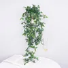 Flores decorativas 56cm planta artificial videira parede pendurado folhas de rattan plástico falso seda hera folha ramos verdes jardim decoração ao ar livre