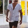 Camicie casual da uomo Camicia di lino in cotone a maniche corte normale moda uomo Camicette formali sociali bianche Abbigliamento da uomo d'affari