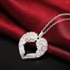 Hängen mode märke 925 sterling silver halsband för kvinnor smycken ängel vingar hjärta hänge alla hjärtans dag gåvor bröllop