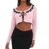 Women's Knits Women Knit Cardigan Open Front Long Sleeve Tie-up Bow Crop Top Ribbed Cropped Sweaters Short Shrugs Sweater Coats Y2K