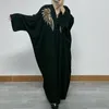 Ethnic Clothing Ramadan Moroccan Luxury Fashion Muslim Women's Nail Bead Bat Sleeves Loose Cardigan Islamic Saudi Arabian Robe