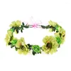 Pinces à cheveux Rose fleur Boho bandeau couronne florale avec ruban réglable pour Festival maison ornements extérieurs