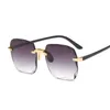 Sunglasses Oversized Rimless Women Famous Design Sexy Square Big Sun Glasses For Female UV400 Mens